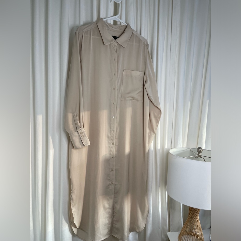 BANANA REPUBLIC SATIN MAXI SHIRTDRESS LARGE